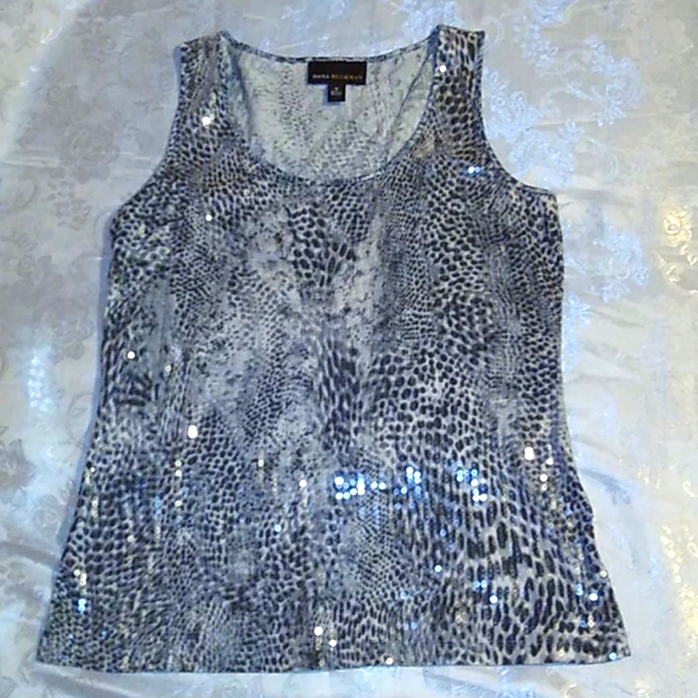 Dana Buchman tank top, snakeskin print small sequin